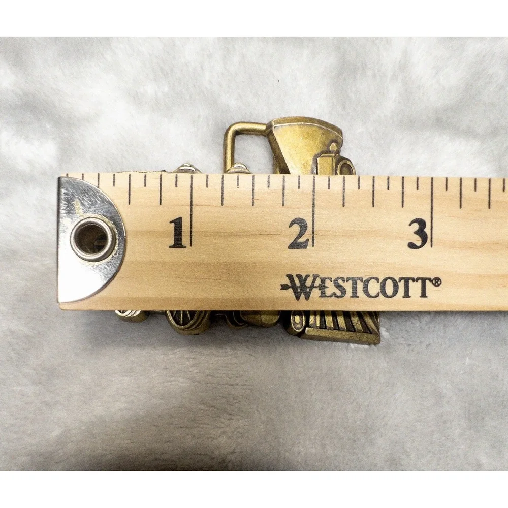 Vintage 1980's Brass Locomotive Belt Buckle Western Railroad Steam Engine
